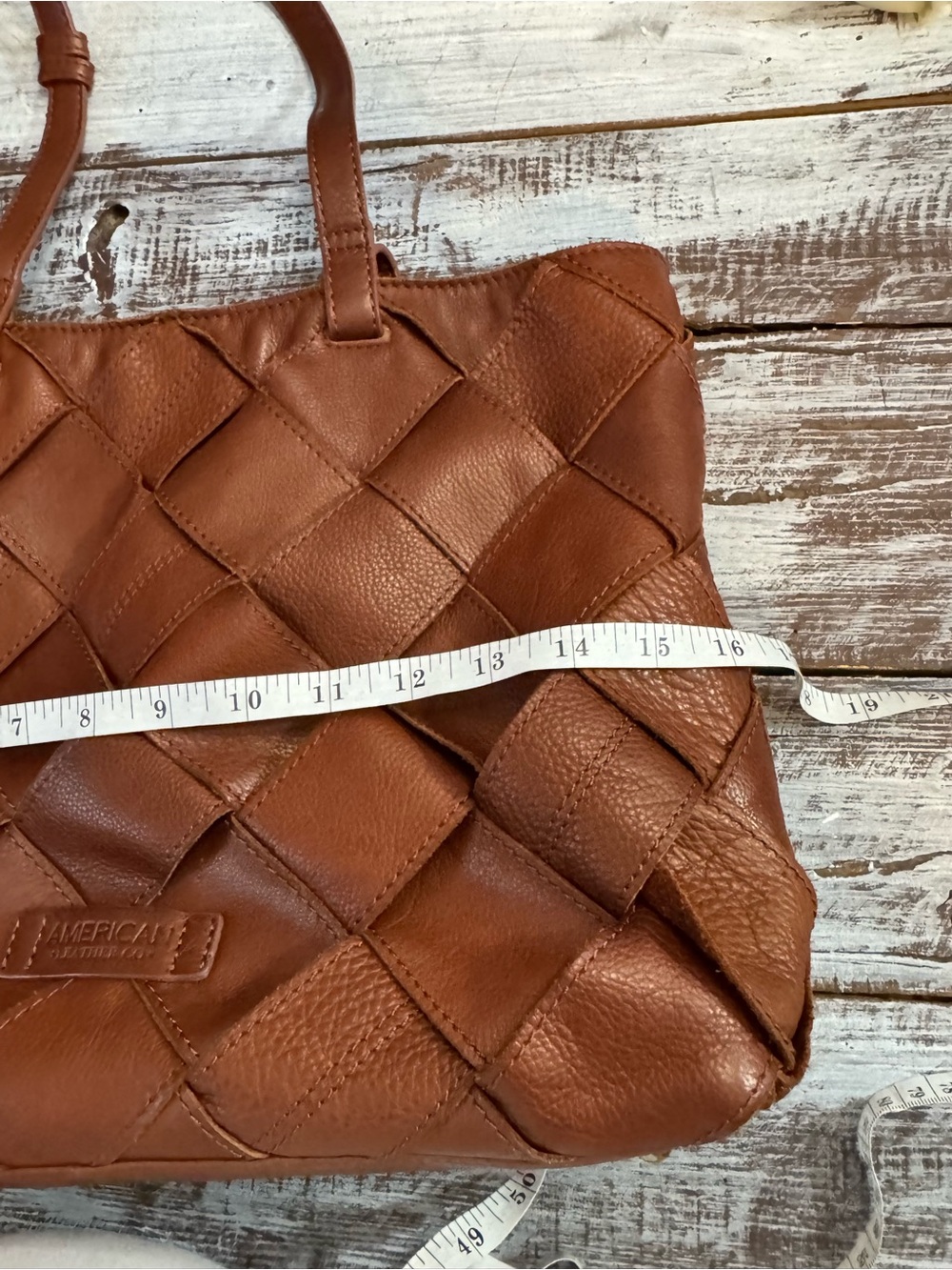 Woven Leather Shoulder Tote in Brown - Picture 7 of 10